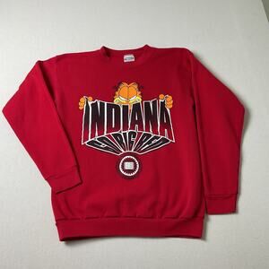Vintage Indiana Garfield Go Big Red Adult Large Long Sleeve Sweat Shirt
